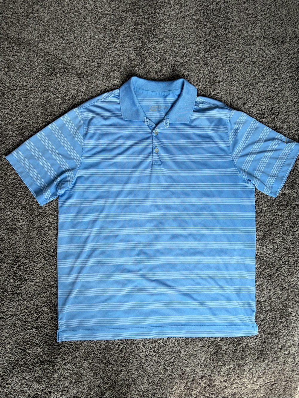 Men’s Nike Golf Light Blue Striped Dri-Fit Polo